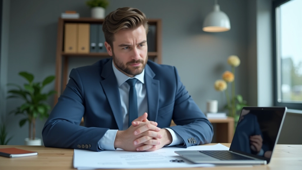 Accountant reviewing financial reports and tax documents with organized filing system in professional office