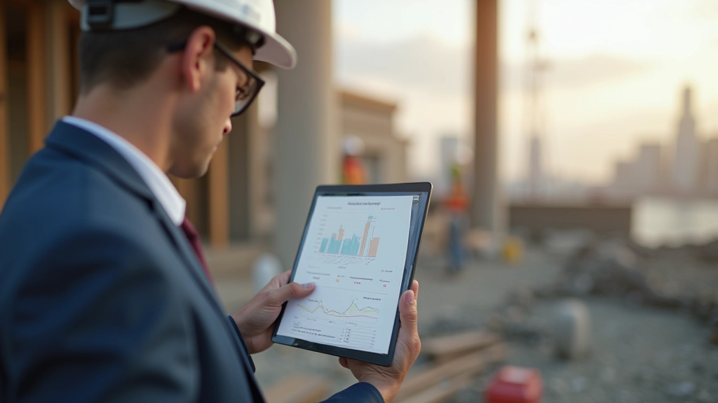 Contractor reviewing financial reports and monthly budget data