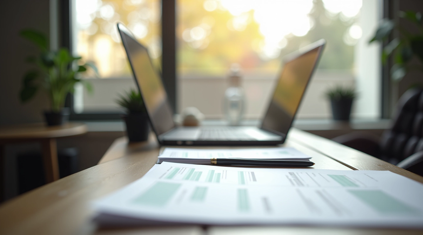 Freelancer working on budget planning at home office desk