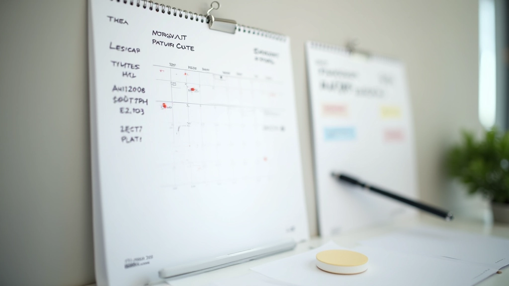 Wall calendar showing marked tax payment deadlines for quarterly filing